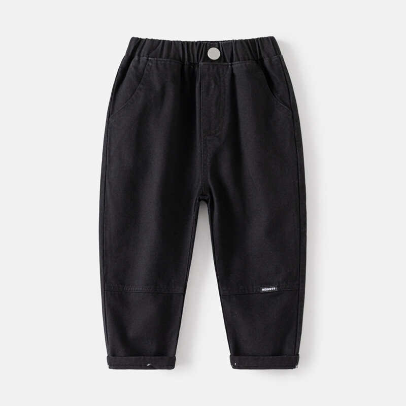 Sügisene vabaaja laste poiste jooksupüksid Puuvillane kleebis Soliidne poissmeeste dressipüksid elastne vöökoht Mitmekülgsed imikutele mõeldud poisipüksid