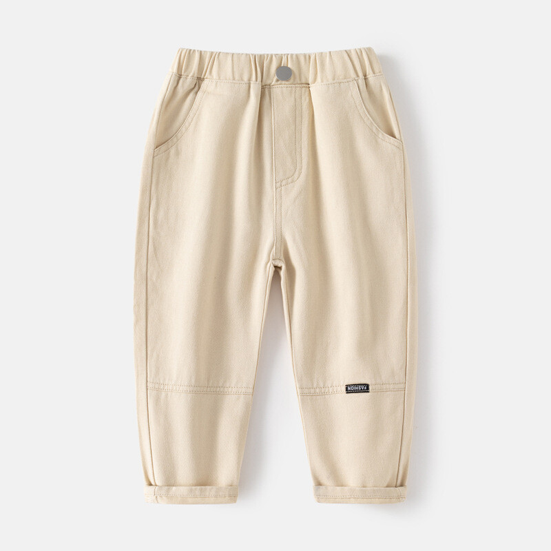 Sügisene vabaaja laste poiste jooksupüksid Puuvillane kleebis Soliidne poissmeeste dressipüksid elastne vöökoht Mitmekülgsed imikutele mõeldud poisipüksid