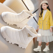 Tüdrukute saapad Mood Printsessi saapad Lumesaabas Väike tüdruk Nahast lühikesed saapad Laste kingad Tüdrukute talvejalatsid tüdrukule Zapatos Niña