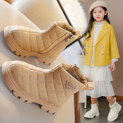 Tüdrukute saapad Mood Printsessi saapad Lumesaabas Väike tüdruk Nahast lühikesed saapad Laste kingad Tüdrukute talvejalatsid tüdrukule Zapatos Niña