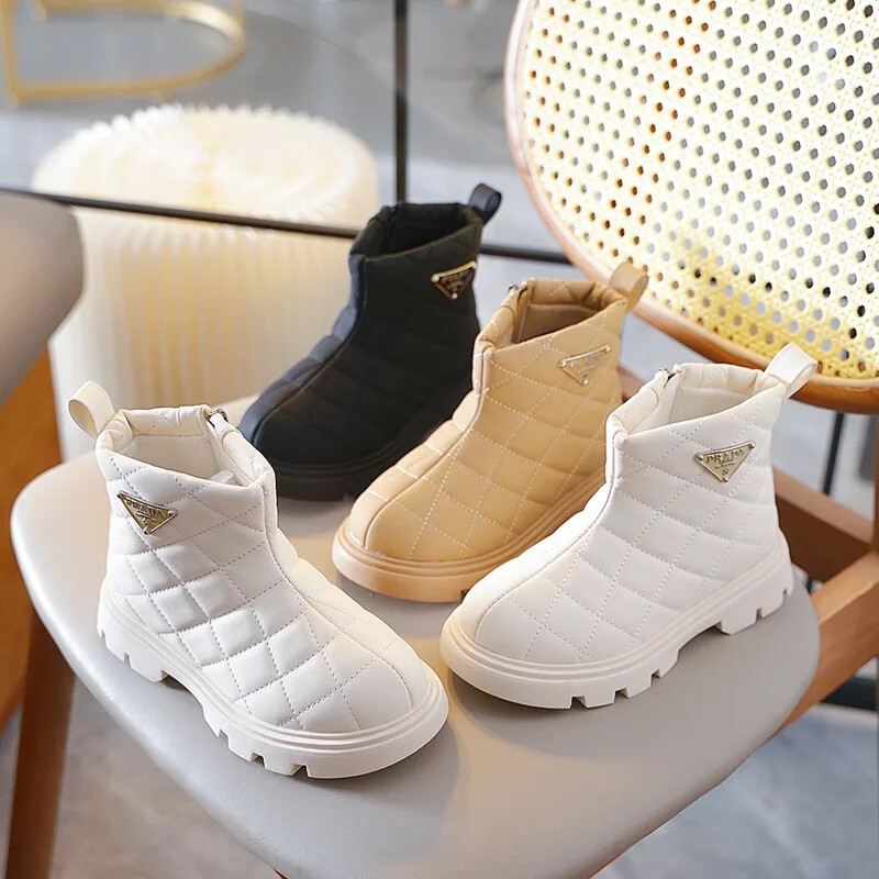 Tüdrukute saapad Mood Printsessi saapad Lumesaabas Väike tüdruk Nahast lühikesed saapad Laste kingad Tüdrukute talvejalatsid tüdrukule Zapatos Niña