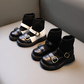 Copii Pantofi negri pentru fete școală pantofi de modă pentru copii pantofi de toamnă 2022 bej cizme sport șosete 3 5 7 12 ani