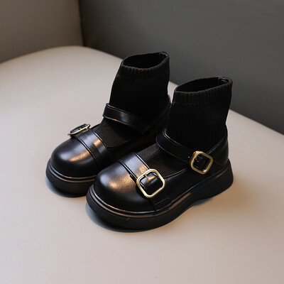 Copii Pantofi negri pentru fete școală pantofi de modă pentru copii pantofi de toamnă 2022 bej cizme sport șosete 3 5 7 12 ani