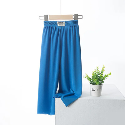 Dječje Hlače širokih nogavica od ledene svile 2022. Proljetne i ljetne hlače za djevojčice i dječake na izvlačenje od čipke, prozračne tkanine, široke ležerne hlače