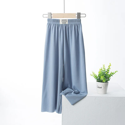 Dječje Hlače širokih nogavica od ledene svile 2022. Proljetne i ljetne hlače za djevojčice i dječake na izvlačenje od čipke, prozračne tkanine, široke ležerne hlače