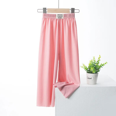 Dječje Hlače širokih nogavica od ledene svile 2022. Proljetne i ljetne hlače za djevojčice i dječake na izvlačenje od čipke, prozračne tkanine, široke ležerne hlače