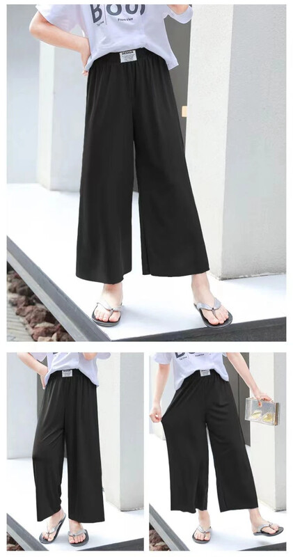 Dječje Hlače širokih nogavica od ledene svile 2022. Proljetne i ljetne hlače za djevojčice i dječake na izvlačenje od čipke, prozračne tkanine, široke ležerne hlače