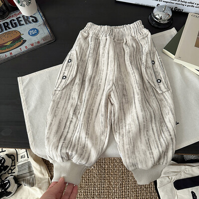 Primăvară Toamnă Pantaloni pentru copii mici băieți din bumbac cu gradient cu talie elastică pentru bebeluși Pantaloni pentru băieți, lejer, casual, pentru copii, băieți, pantaloni sport