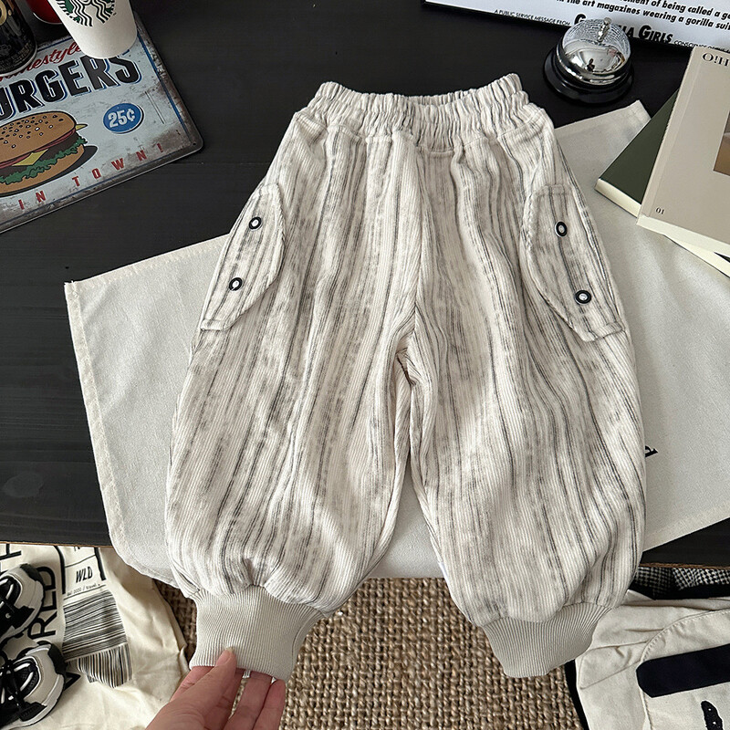 Kevad-sügis väikelaste poiste püksid puuvillased gradiendiga elastne vöökoht beebipoiste püksid lahtised vabaaja püksid lastele poistele spordipüksid