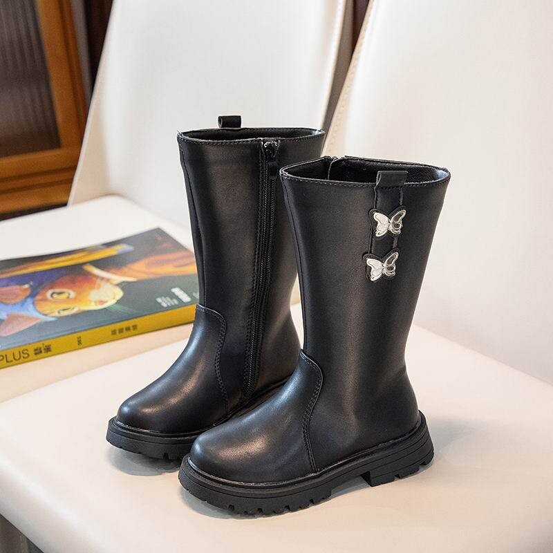 Copii Fete Moda Cizme înalte Noi de iarnă Cizme anti-alunecare pentru copii Impermeabil Fermoar cald Bowknot Printesa Cizme din piele Pantofi