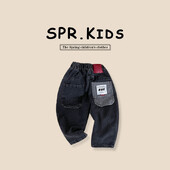 2024. aasta Korea kevad, lapsed poiste teksapüksid, puuvillased kleebised