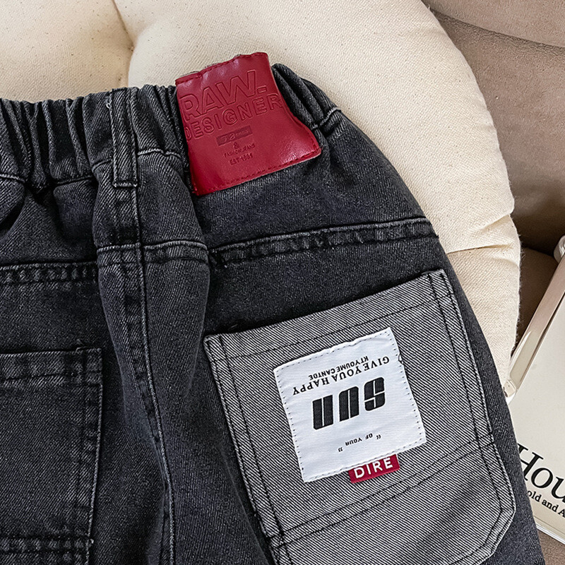 2024. aasta Korea kevad, lapsed poiste teksapüksid, puuvillased kleebised