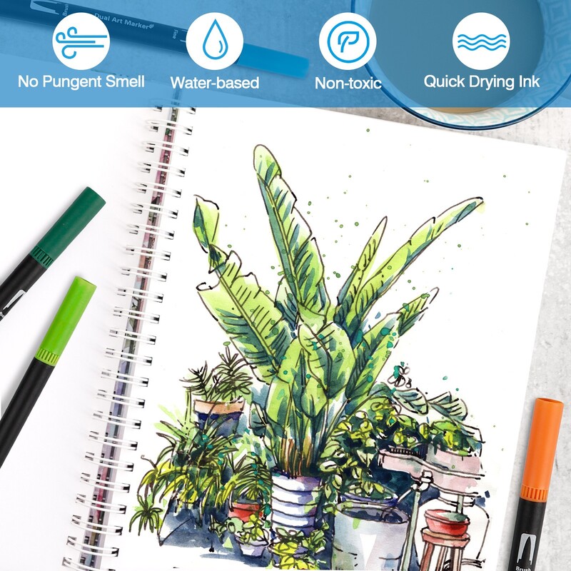 12/24/36/48 Boje Fine Liner Art Marker olovke Dual Tip Manga Crtanje Slikanje Akvarel Kist Pen Školski pribor Markeri