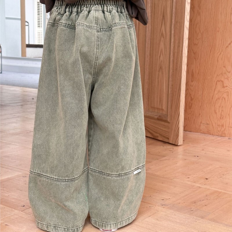 Sügis beebipoiste Teksad Retro Korea esitaskud Lastele Poistele Püksid Lahtine elastne vöökoht Väikeste poiste teksariidest laiad püksid