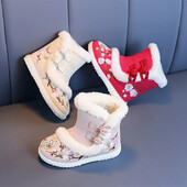 Κορίτσια Hanfu Shoes Boutique Κέντημα Μποτάκια Αστραγάλου Λούτρινα χειμερινά παπούτσια Princess Baby Παιδικά Πρωτοχρονιάτικα Vintage Παπούτσια Zapatos Nina