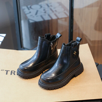 Moda Copii Marea Britanie Cizme Fete Maro Platformă Anti-alunecare Copii Versatile Moale Printesa Cizme scurte pentru Catwalk Retro