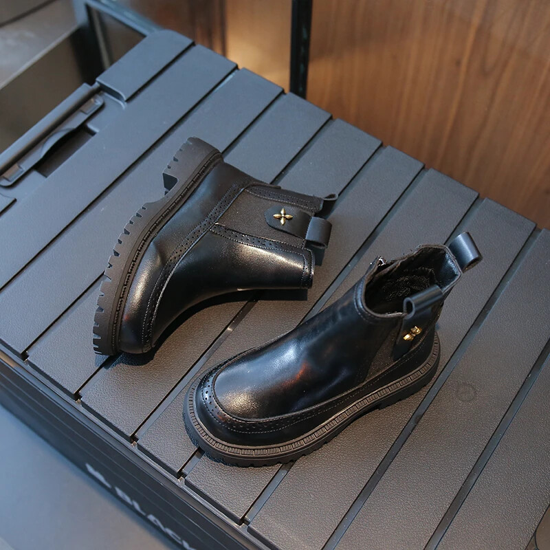 Moda Copii Marea Britanie Cizme Fete Maro Platformă Anti-alunecare Copii Versatile Moale Printesa Cizme scurte pentru Catwalk Retro