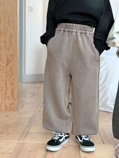 Ins Jesenske hlače za mlade dječake, pletene široke pletene hlače za dječake, trenirke za dječake, 2024. Ležerne vintage hlače za trčanje za malu djecu