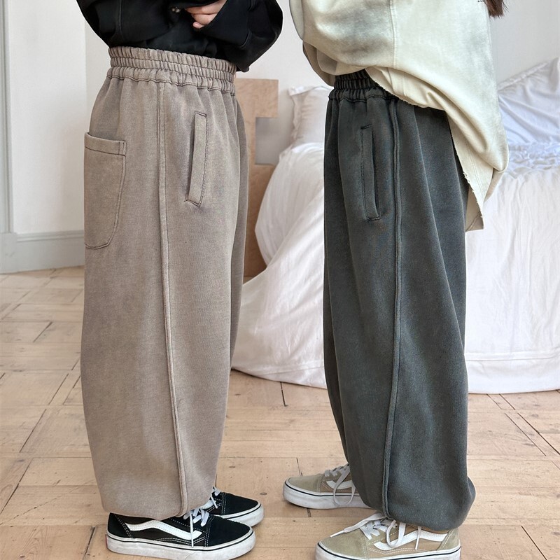 Ins Jesenske hlače za mlade dječake, pletene široke pletene hlače za dječake, trenirke za dječake, 2024. Ležerne vintage hlače za trčanje za malu djecu