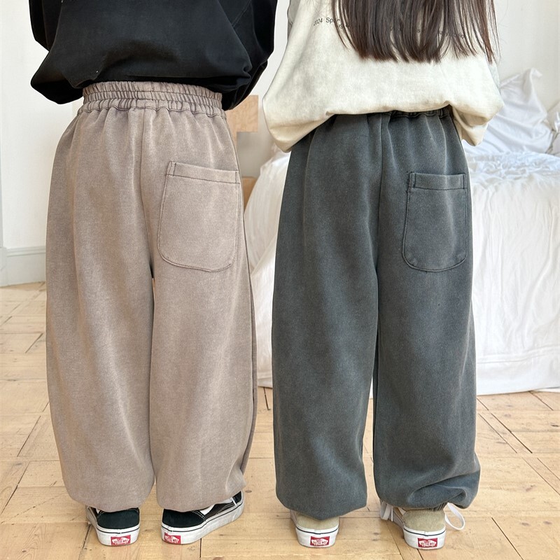 Ins Jesenske hlače za mlade dječake, pletene široke pletene hlače za dječake, trenirke za dječake, 2024. Ležerne vintage hlače za trčanje za malu djecu