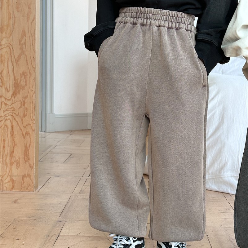 Ins Jesenske hlače za mlade dječake, pletene široke pletene hlače za dječake, trenirke za dječake, 2024. Ležerne vintage hlače za trčanje za malu djecu