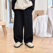 Pantaloni drepți de toamnă pentru bebeluși tineri, pantaloni largi din bumbac, spălat solid, pentru copii, băieți, pantaloni largi cu talie elastică, ocazional pentru copii.