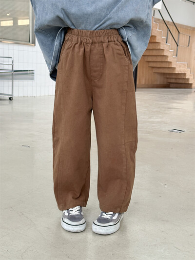 Pantaloni drepți de toamnă pentru bebeluși tineri, pantaloni largi din bumbac, spălat solid, pentru copii, băieți, pantaloni largi cu talie elastică, ocazional pentru copii.