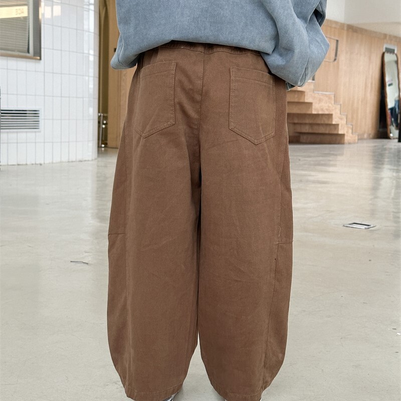 Pantaloni drepți de toamnă pentru bebeluși tineri, pantaloni largi din bumbac, spălat solid, pentru copii, băieți, pantaloni largi cu talie elastică, ocazional pentru copii.