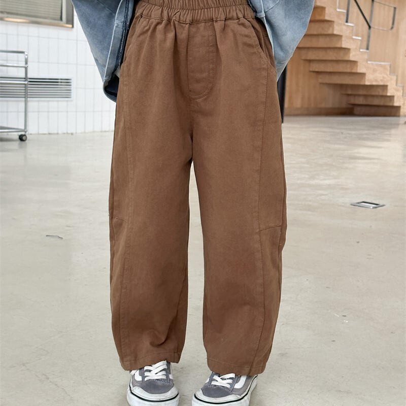 Pantaloni drepți de toamnă pentru bebeluși tineri, pantaloni largi din bumbac, spălat solid, pentru copii, băieți, pantaloni largi cu talie elastică, ocazional pentru copii.