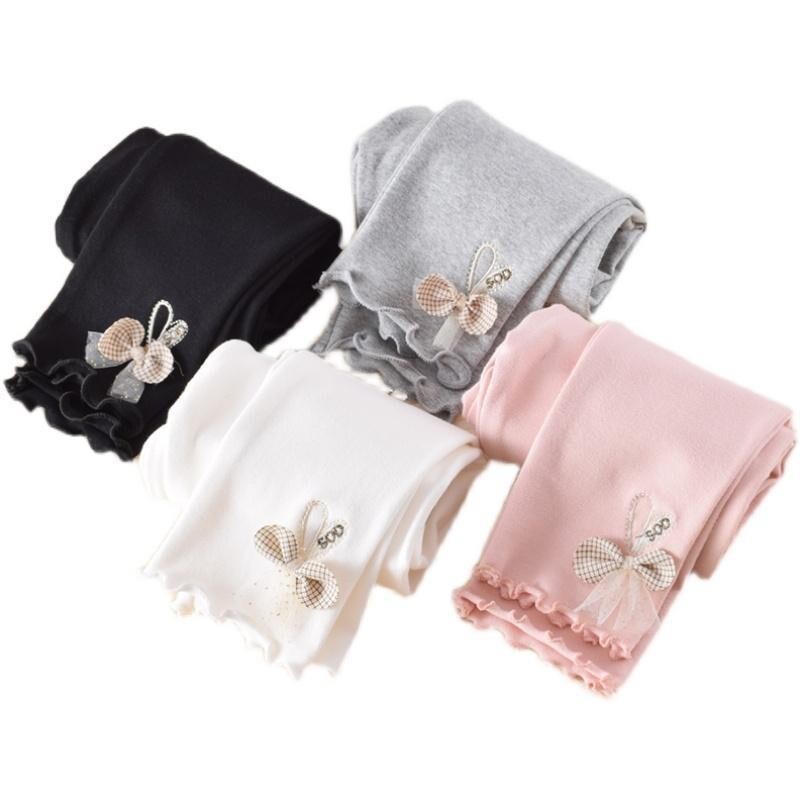 Tajice za djevojčice s mašnom Ljeto Proljeće Slatki pamučni elastični struk Dječje Dječje donji dio hlača