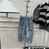 2024. aasta kevad, uued lapsed poistele Stretch püksid Korea grafiti Noorte beebipoiste teksad püksid vabaaja elastse vöökohaga väikelaste poiste püksid