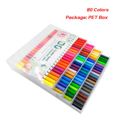 Stilo cu perie moale cu vârf dublu Marcatori de artă, pixuri lavabile, solubile în apă, pentru desen, articole de pictură