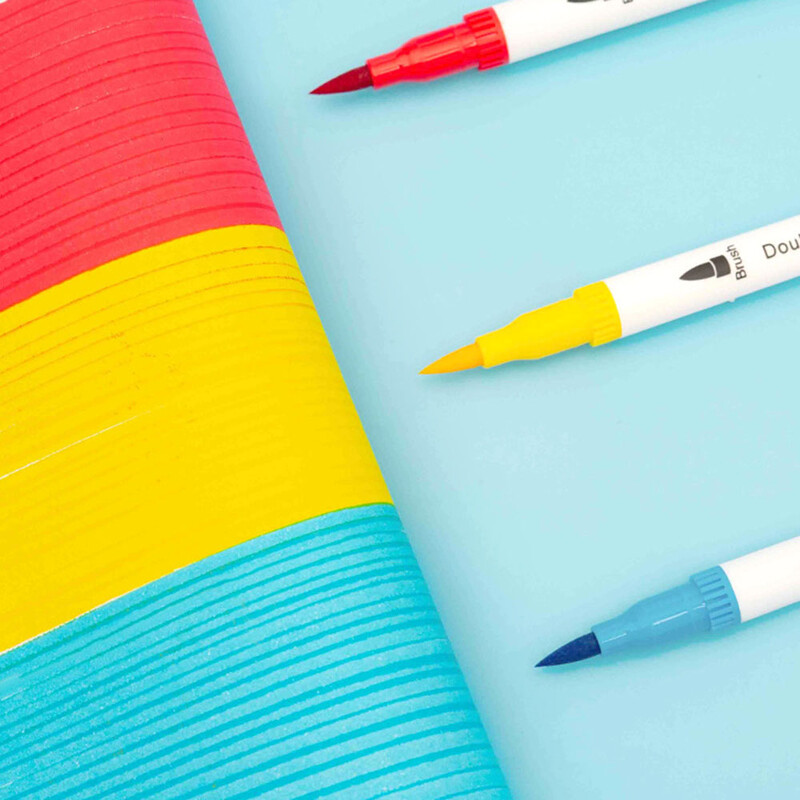 Stilo cu perie moale cu vârf dublu Marcatori de artă, pixuri lavabile, solubile în apă, pentru desen, articole de pictură