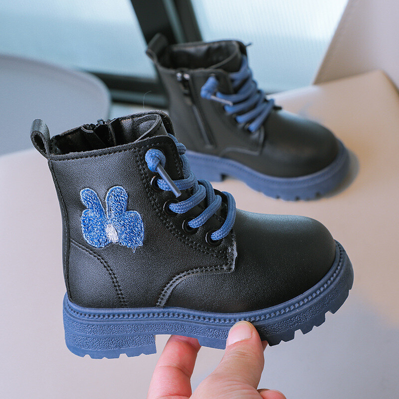 Sügisesed Laste poolsaapad Mood Printsess Nahast saapad Lillad Libisemisvastased Pehme põhjaga Tüdrukute Kingad Mitmekülgsed Laste lühikesed Saapad