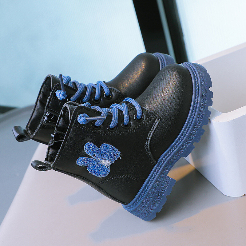 Sügisesed Laste poolsaapad Mood Printsess Nahast saapad Lillad Libisemisvastased Pehme põhjaga Tüdrukute Kingad Mitmekülgsed Laste lühikesed Saapad