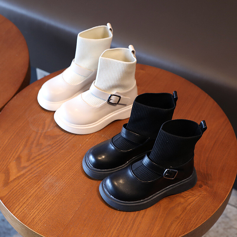 Laste sügisesed mustad kingad Tüdrukutele Kooli poolsaapad Sokid Laste Spordisaapad 2022 Mood Tossud Beež 3 4 5 6 8 12 Aasta