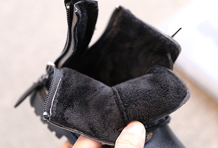 Детски глезени Есенни зимни кожени ботуши Маратонки за момичета Плюшени модни училищни обувки 2022 Спортни ботуши Черни 3 8 12 години