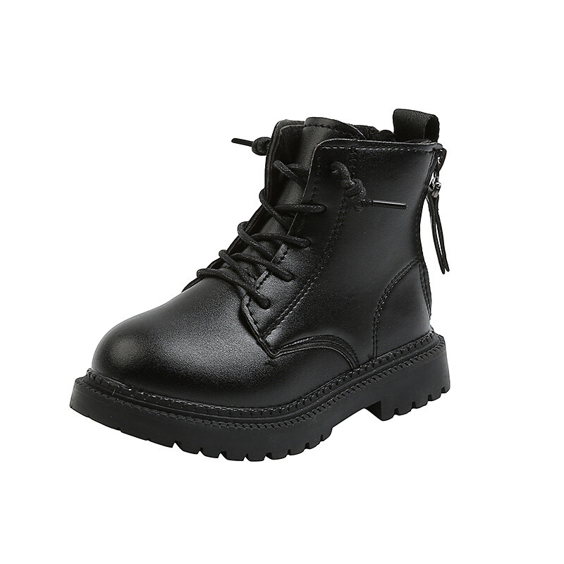 Детски глезени Есенни зимни кожени ботуши Маратонки за момичета Плюшени модни училищни обувки 2022 Спортни ботуши Черни 3 8 12 години