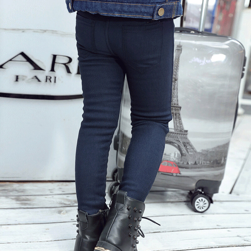 Pantaloni creion pentru fete de 3-12 ani, Jambiere elastice pentru bebeluși, 2024, colțuri slim pentru copii, blugi imitație de culoare uni