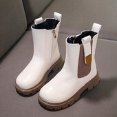 Cizme lungi din piele pentru fete toamnă iarnă cizme cauciuc pentru copii blană caldă antiderapant modă copii cizme chelsea clasice cu fermoar