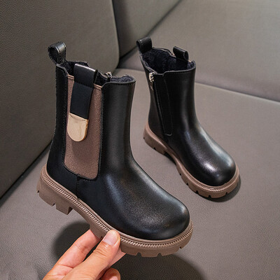 Cizme lungi din piele pentru fete toamnă iarnă cizme cauciuc pentru copii blană caldă antiderapant modă copii cizme chelsea clasice cu fermoar