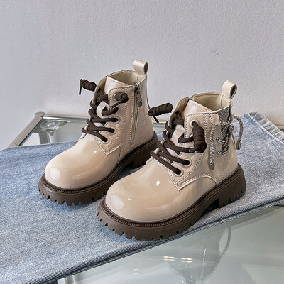 Cizme scurte pentru copii, anti-alunecare, cu șireturi, 2023, cizme noi pentru fete, eleganti, șic, dulce, prințesă, pentru podium, pantofi pentru copii, dropshipping