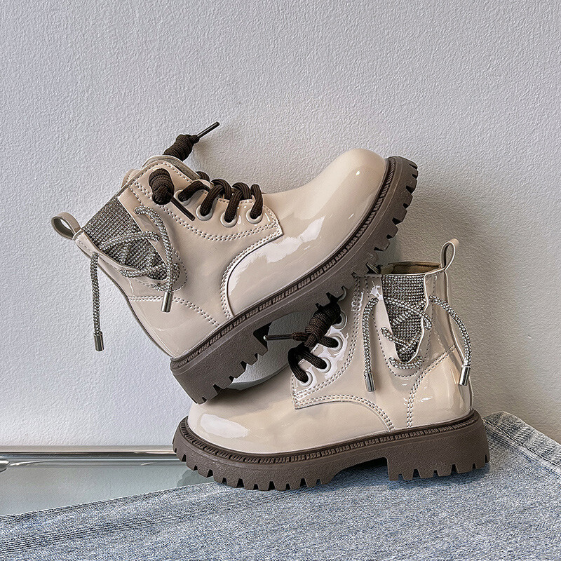 Cizme scurte pentru copii, anti-alunecare, cu șireturi, 2023, cizme noi pentru fete, eleganti, șic, dulce, prințesă, pentru podium, pantofi pentru copii, dropshipping