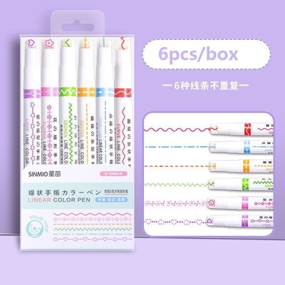 6 buc/lot pix marcator curba Set de pixuri de evidențiere Marcadores colorate Flownwing Flair stilouri fluorescente pentru artă, copii, rechizite pentru studenți