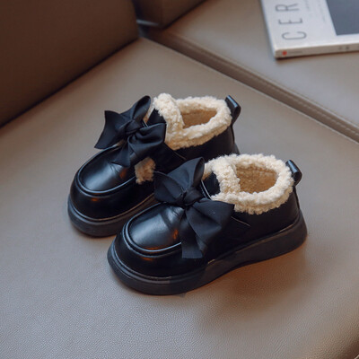 Pantofi de zăpadă de iarnă Pantofi de toamnă cu bowknot pentru fete de modă moale, antiderapante, de pluș, pantofi caldi, pantofi sport pentru alergare, pantofi casual pentru copii