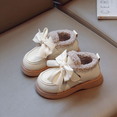 Talvised lumekingad Sügissed Bowknot Tüdrukute kingad Mood Pehmed libisemisvastased plüüsist soojad jalanõud spordijooksujalatsid Laste vabaajajalatsid