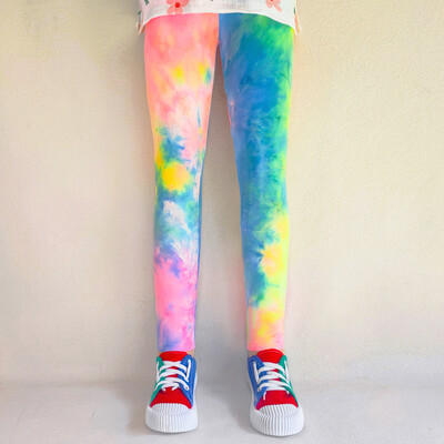 Μοντέρνο κορίτσι με ακανόνιστη βαφή εκτύπωσης Παντελόνι Άνοιξη Καλοκαίρι Παιδί Πολύχρωμο Ελαστικό Κορίτσι Λεπτό Παντελόνι Παιδικά Ρούχα