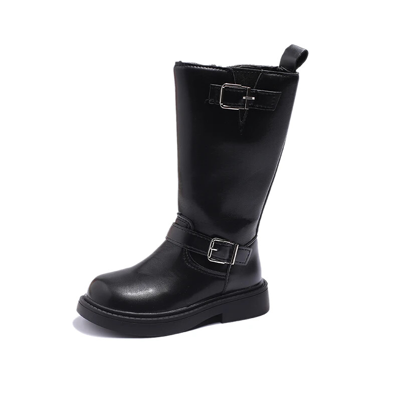 Cizme din piele pentru copii în stil coreean, calde, 2023, toamnă pentru fete, cizme de călărie, livrare picătură, negru, copii, negru, cizme prințesă de podium