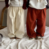 Просвет 150 см 7984 Детски панталони Панталони за бебе момче Едноцветни ежедневни панталони Прави панталони за момиче Панталони