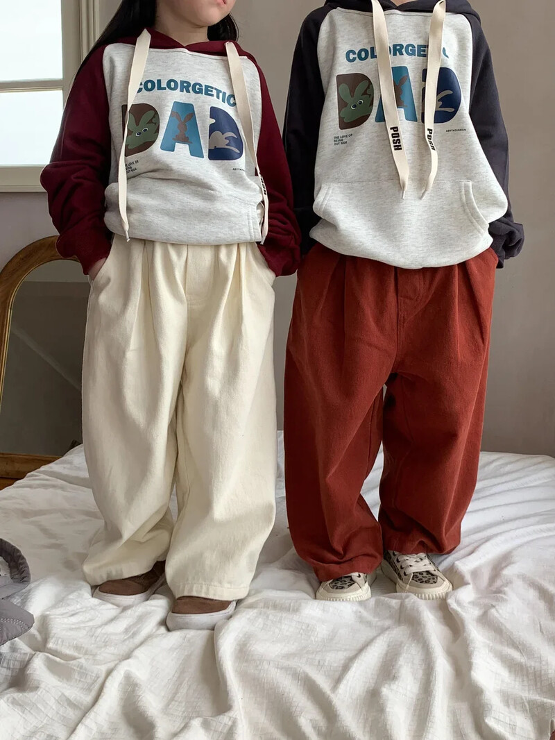 Просвет 150 см 7984 Детски панталони Панталони за бебе момче Едноцветни ежедневни панталони Прави панталони за момиче Панталони